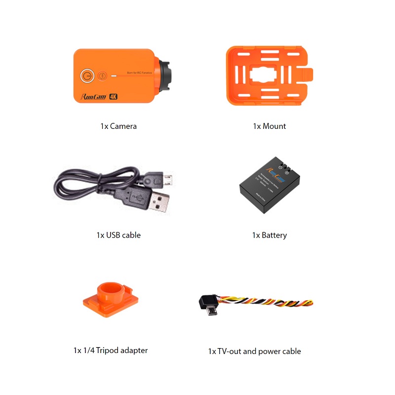 RunCam RunCam2 4K Edition Action Camera - Standard Set w/ Mount, Adapter, Cables & Battery - Image 6