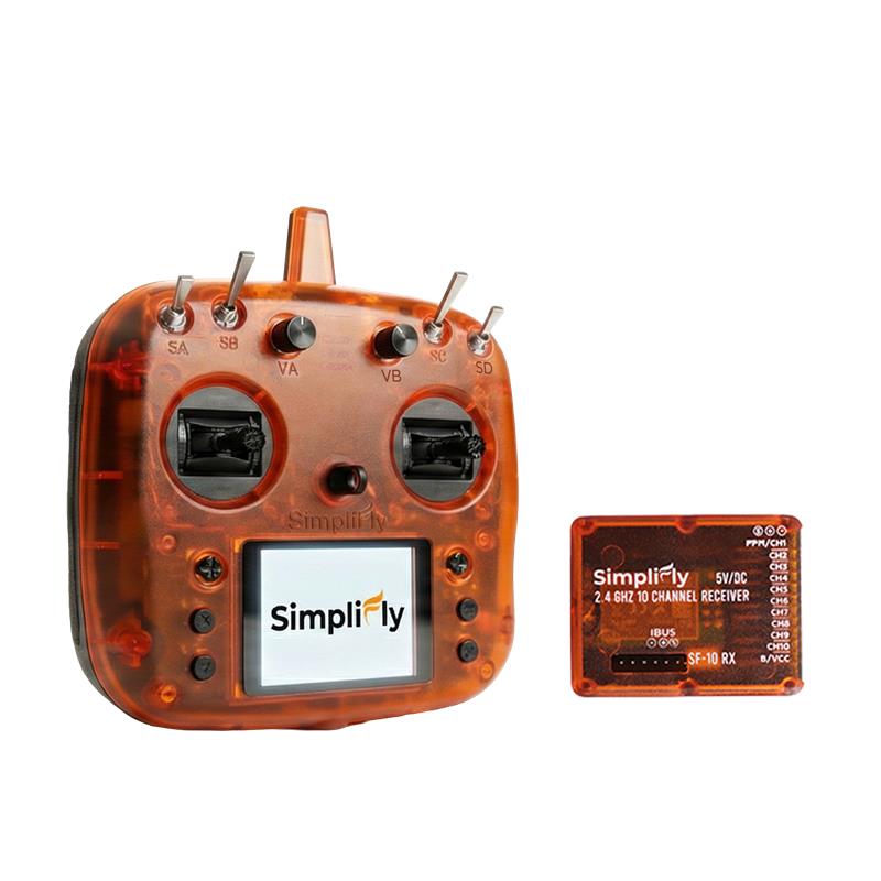 SimpliFly SF10 2.4GHz 10 Channel RC Transmitter and Receiver Combo Kit - OrangeRX-Black