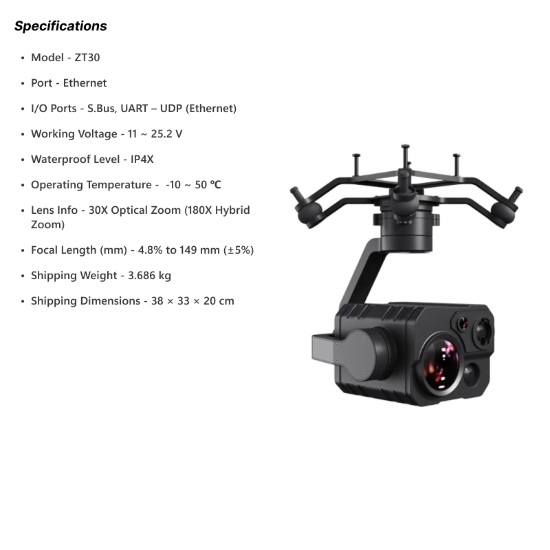 SIYI ZT30 Four-Sensor 30X Optical Zoom 4K Gimbal Camera - Image 7