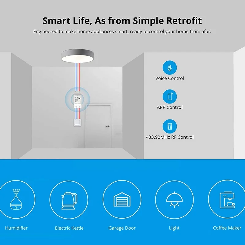 Sonoff RFR2 Smart Home WiFi Remote Control Switch 433MHz 10A - Image 2