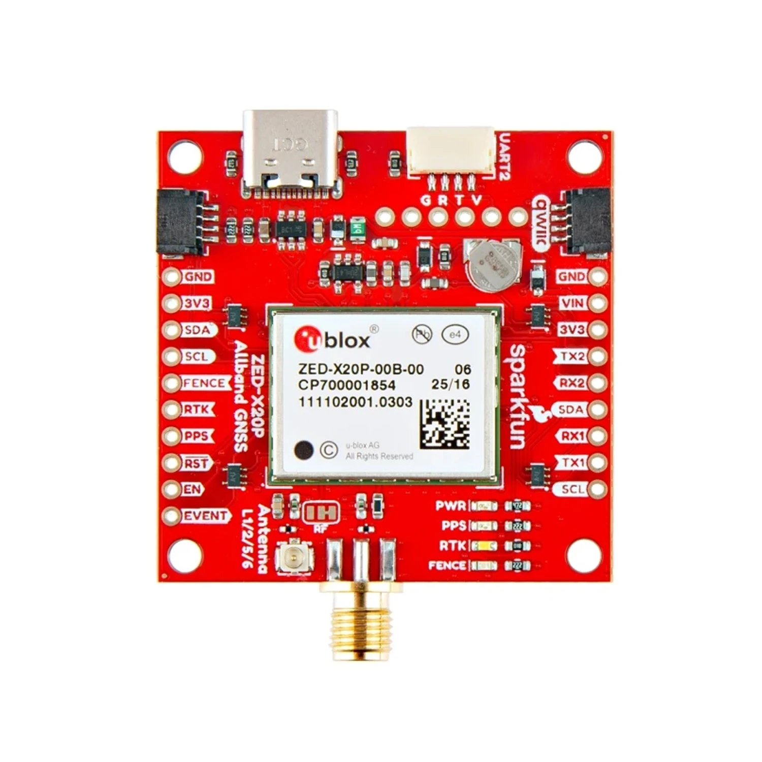 SparkFun ZED-X20P GNSS RTK Breakout (Qwiic)