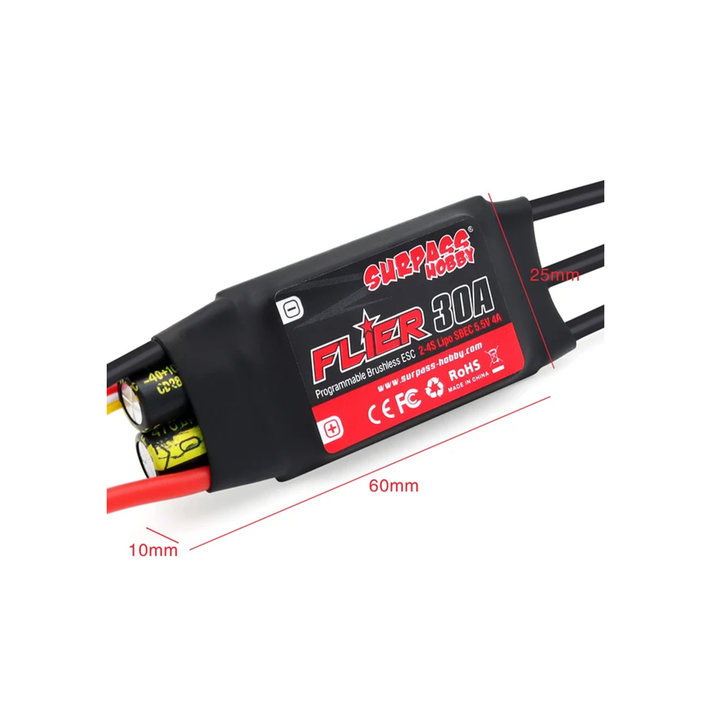 SURPASS 30A 2-4S SBEC 5.5V/4A ESC w/ 3.5mm Connector