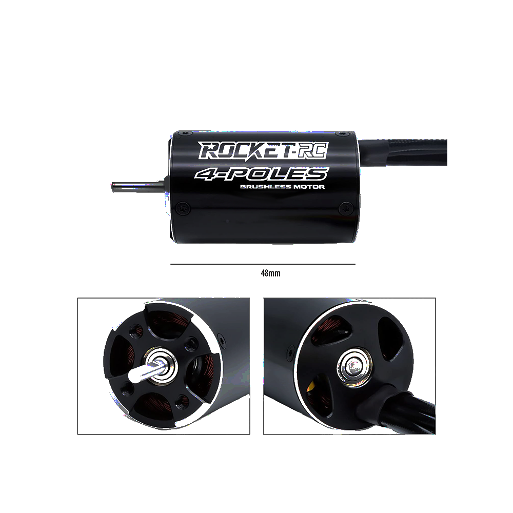 Surpass Hobby Rocket 2948 Brushless RC Boat Motor 4-Pole 6600KV - Black - Image 2