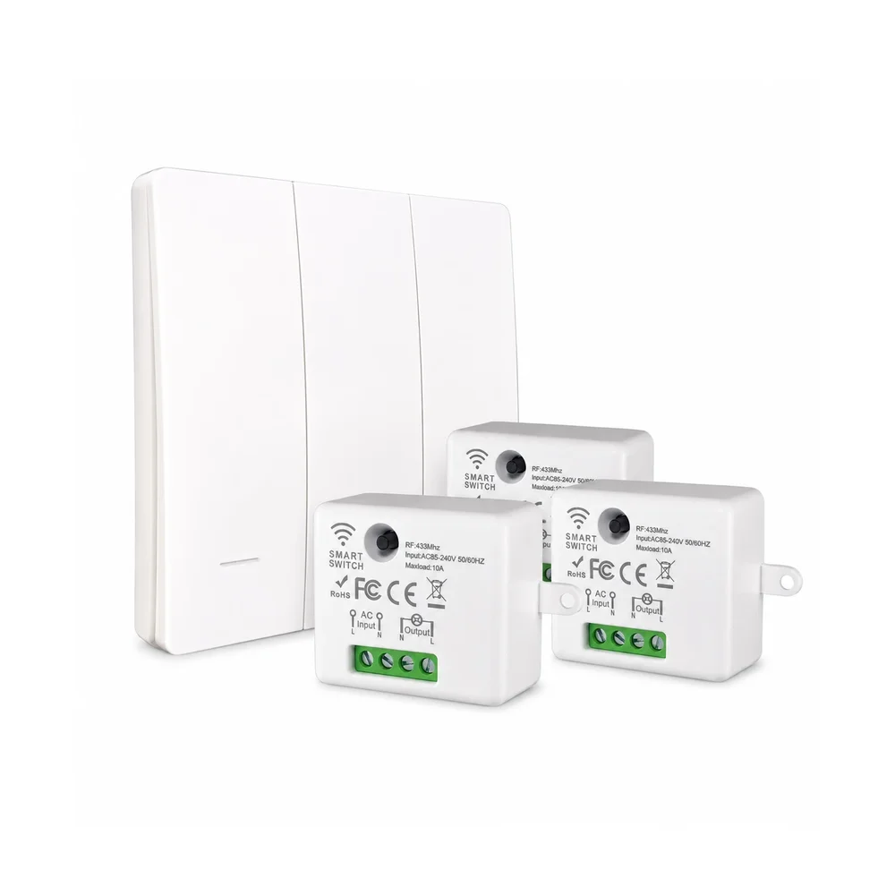 SWYAM Self-Powered Kinetic Wireless RF Switch – 3 Gang 3 Receiver 433MHz