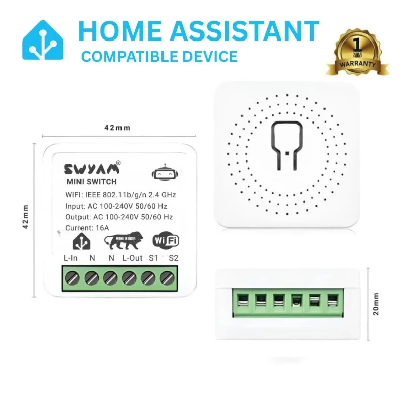 SWYAM Wi-Fi Smart Mini Switch 16A | Home Assistant Compatible - Image 2