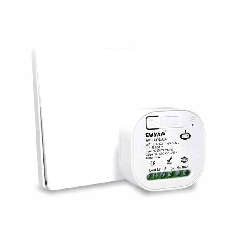 SWYAM Wireless WiFi+RF433 Kinetic Switch 16A, 1 Gang, 2-Way