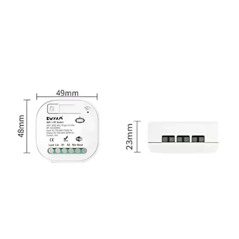 SWYAM Wireless WiFi+RF433 Kinetic Switch 16A, 1 Gang, 2-Way - Image 2