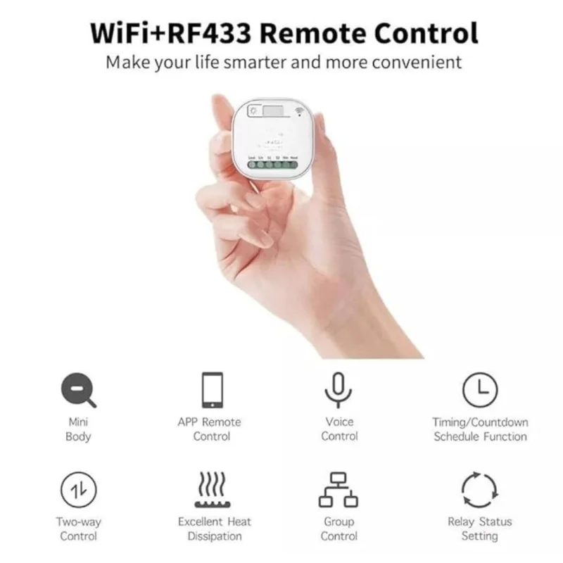 SWYAM Wireless WiFi+RF433 Kinetic Switch 16A, 1 Gang, 2-Way - Image 3