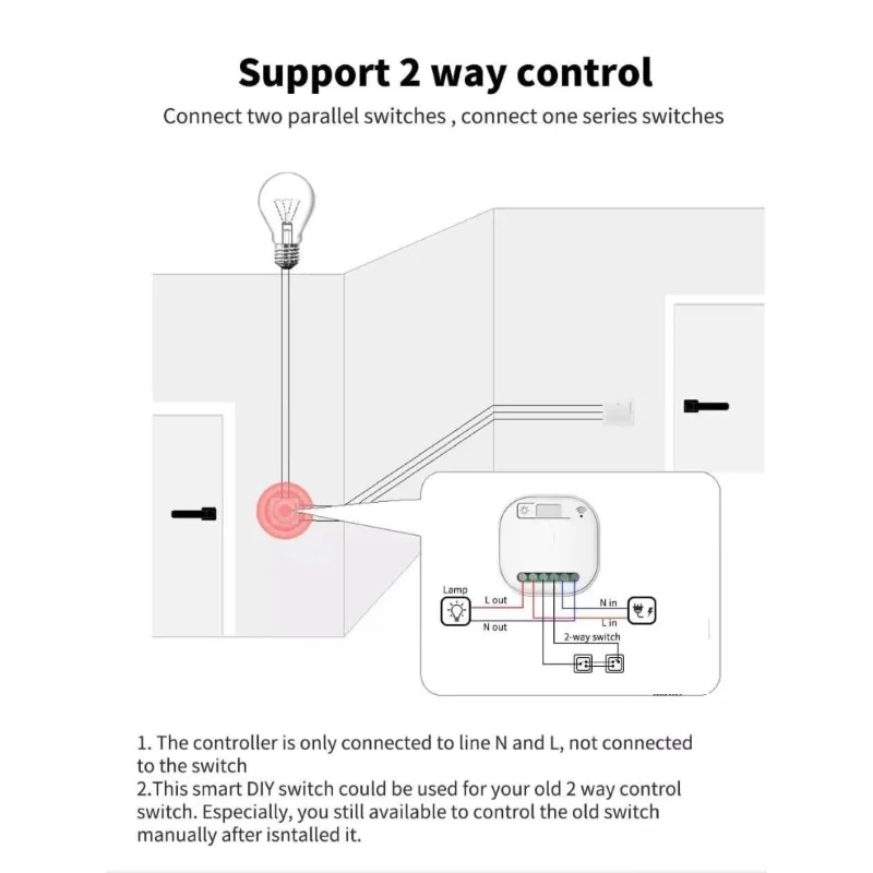 SWYAM Wireless WiFi+RF433 Kinetic Switch 16A, 1 Gang, 2-Way - Image 4