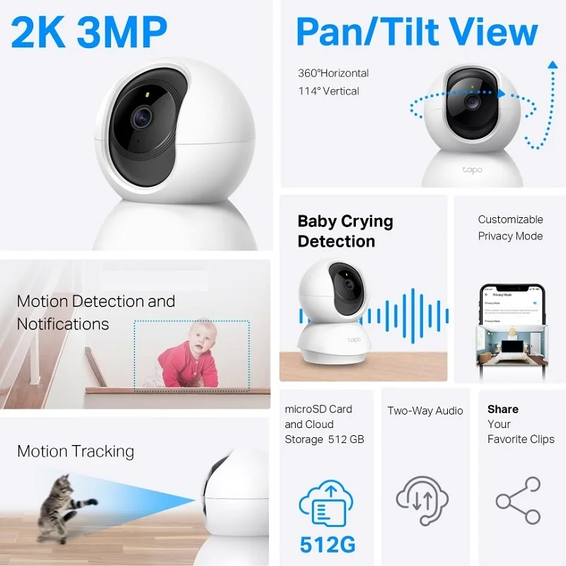 Tapo TP-Link TC71 Pan/Tilt Home Security Wi-Fi Camera - Image 4