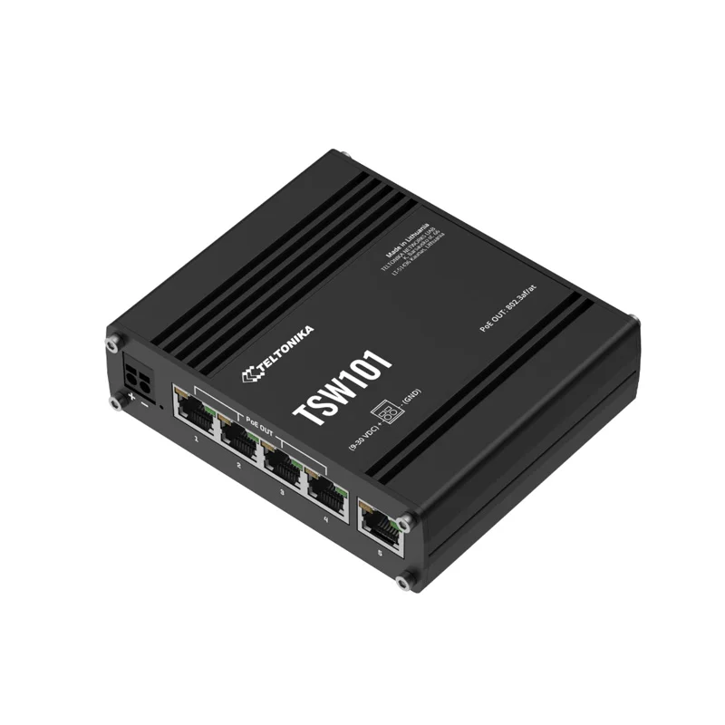 Teltonika TSW101 Industrial 5-Port Gigabit PoE+ Switch - Image 2