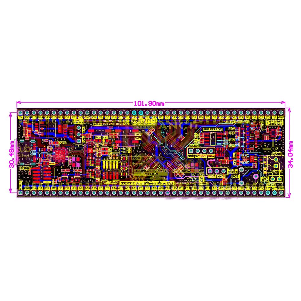 UByte S32K312 SmartWheels Micro EV2 Automotive Dev Board w/ Segger & IMU - Image 4