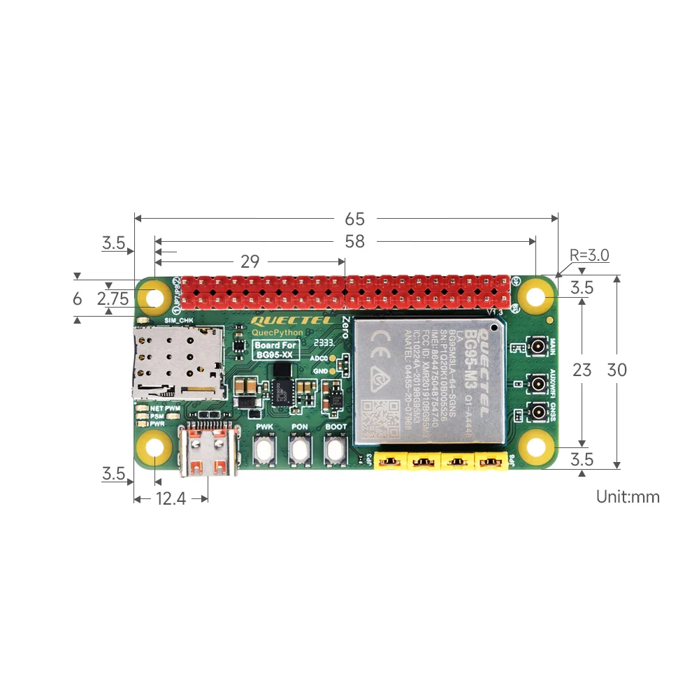 Waveshare BG95 EVB Development Board w/ BG95-M3 LTE Cat M1/NB2 & GNSS - Image 2