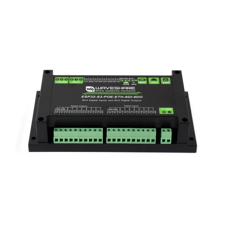 Waveshare Industrial ESP32-S3 Control Board w/ 8-Channel I/O, RS485, CAN, ETH, PoE - Image 2