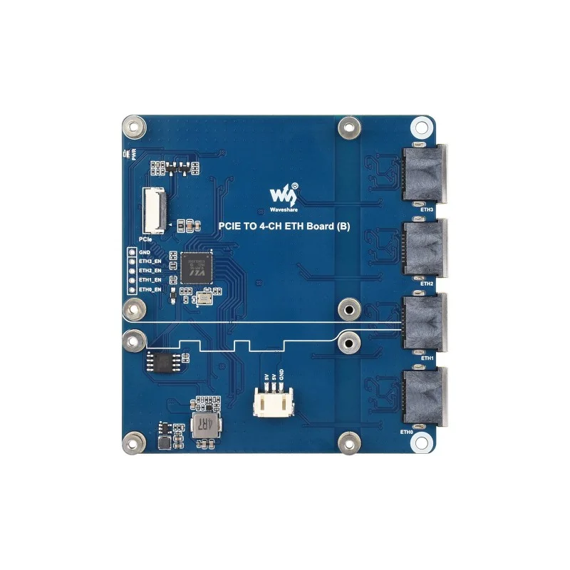 Waveshare PCIe to 4-Ch Gigabit Ethernet Board for Raspberry Pi 5 - Image 3