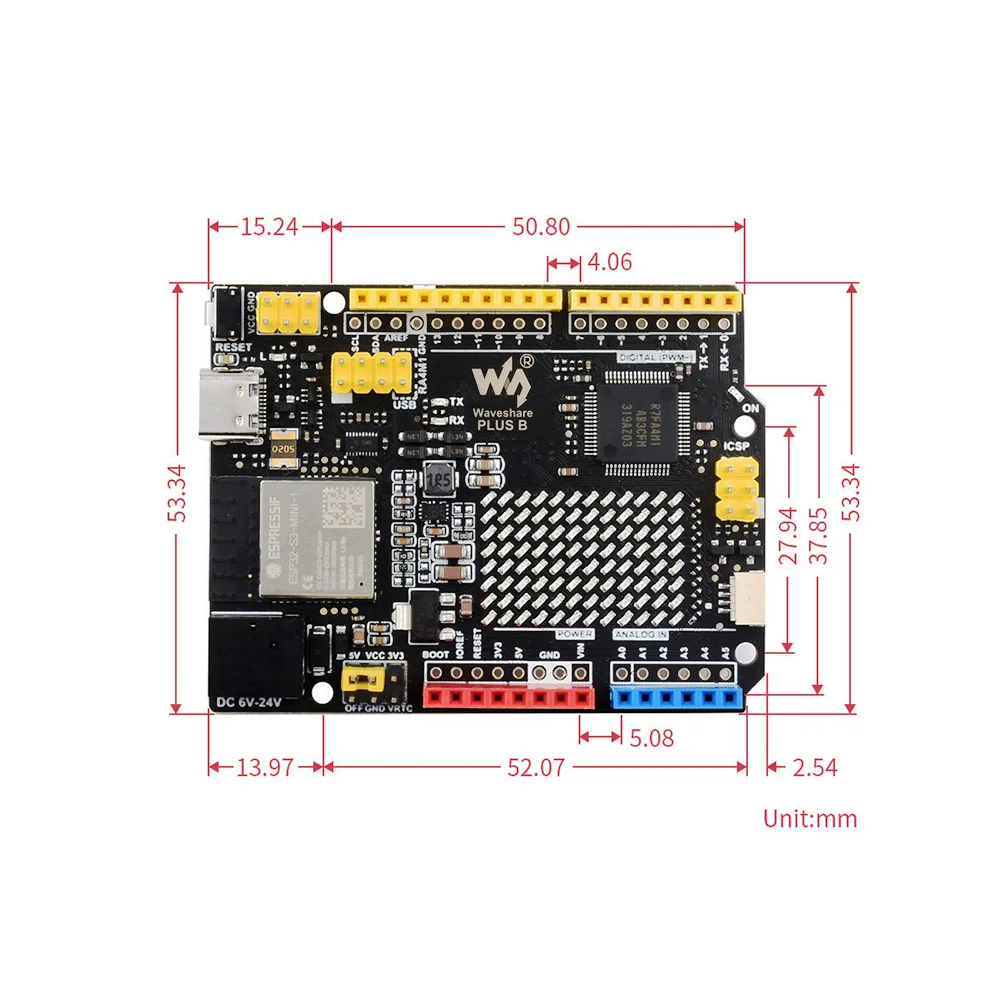 Waveshare R7FA4 PLUS B Development Board w/ ESP32-S3 & LED Matrix - Image 3
