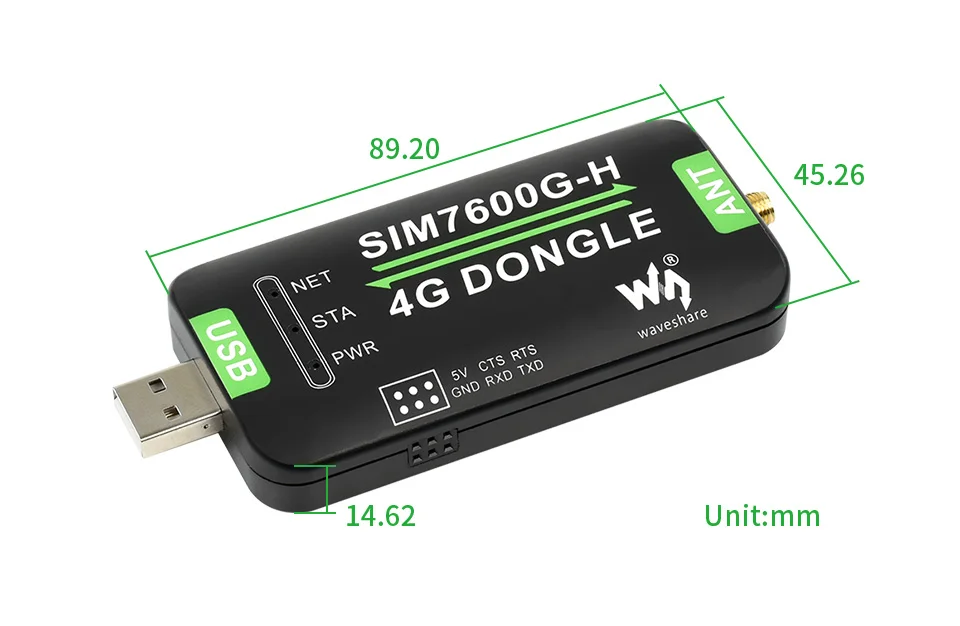 Waveshare SIM7600G-H 4G Dongle w/ GNSS & Global Band - Image 3