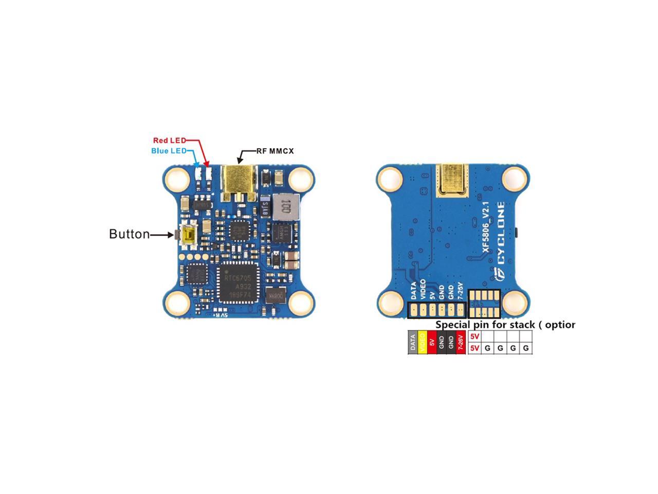 XF5806_V2 5.8GHz 40CH 25/100/200/400mW Switchable FPV VTX Transmitter - Image 4
