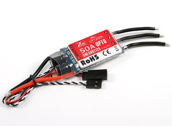 ZTW 50A OPTO Multi-Rotor ESC 2-6S w/12V Out SimonK - Image 2