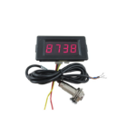 4-Digit LED Tachometer with Hall NPN Sensor - M12 Cylinder, 8-24V DC
