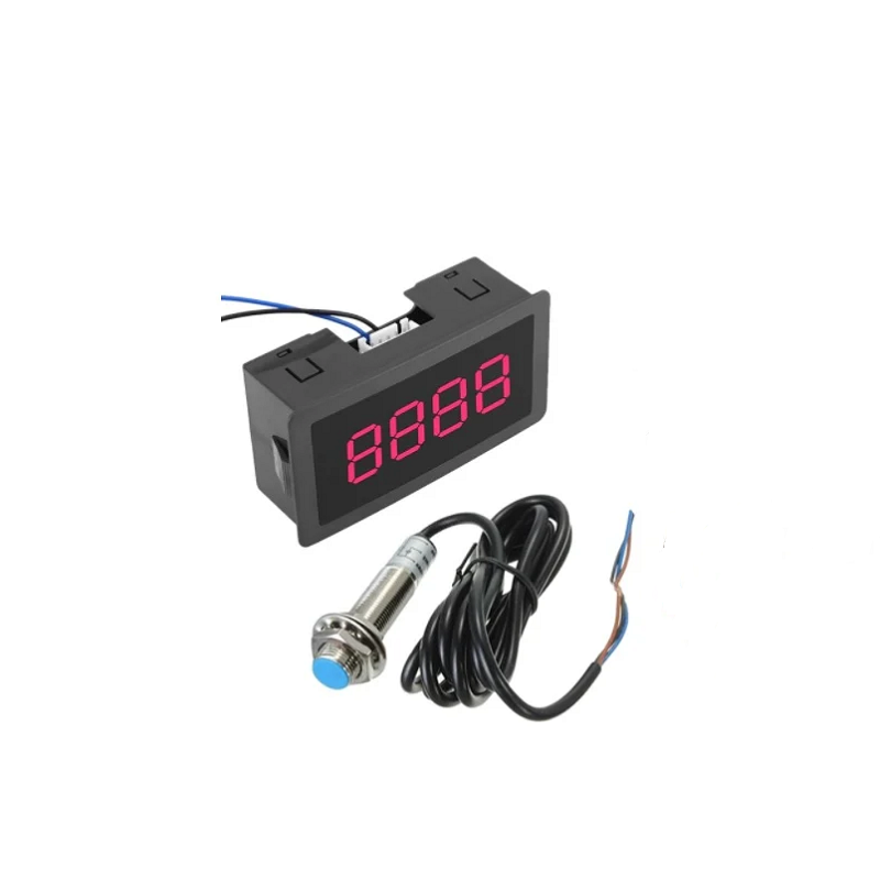 4-Digit LED Tachometer with Hall NPN Sensor - M12 Cylinder, 8-24V DC - Image 2