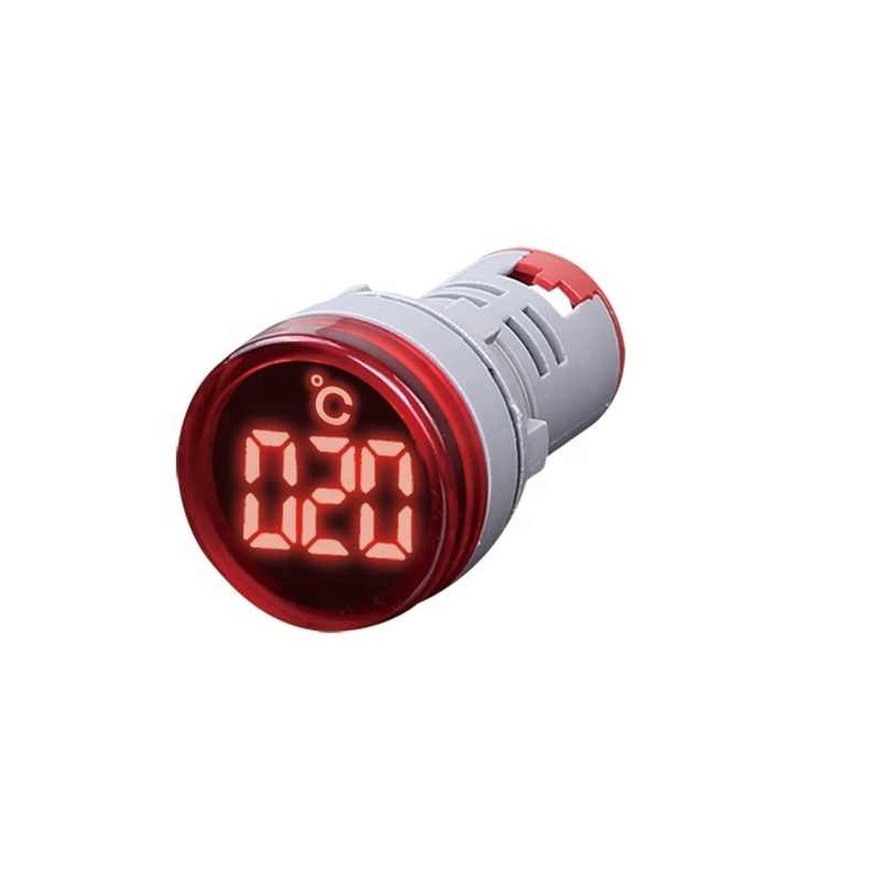 AD16-22TM (AD101-22TM) Round LED Temperature Indicator Light - Red -20~199℃ 22mm Panel Mount