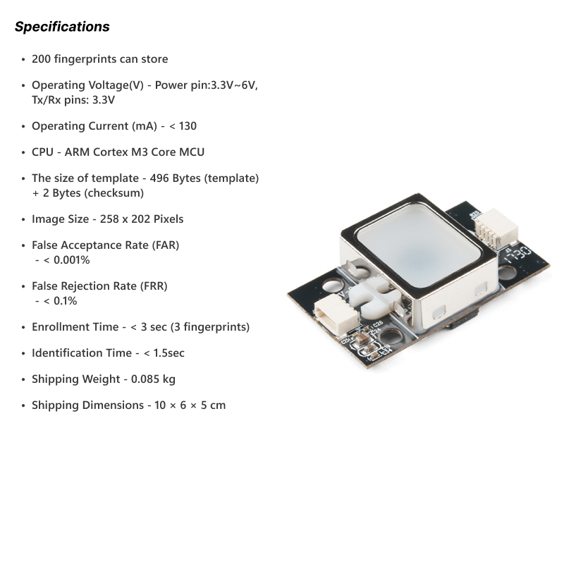 ADH-Tech GT521F32 Optical Fingerprint Scanner Module with JST SH Connector - Image 6