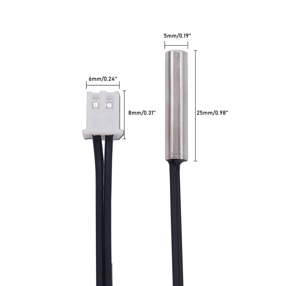 B3950 100K NTC Thermistor Temperature Sensor 3x20mm Stainless Steel Probe w/ 1m Cable & XH2.54 Connector - Image 3