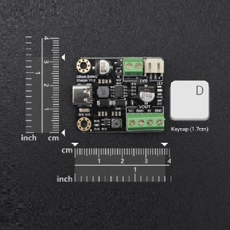 DFRobot Lithium Battery Charger V1.0 - Single-Cell Li-Ion/LiPo, USB Type-C & JST Connector - Image 2