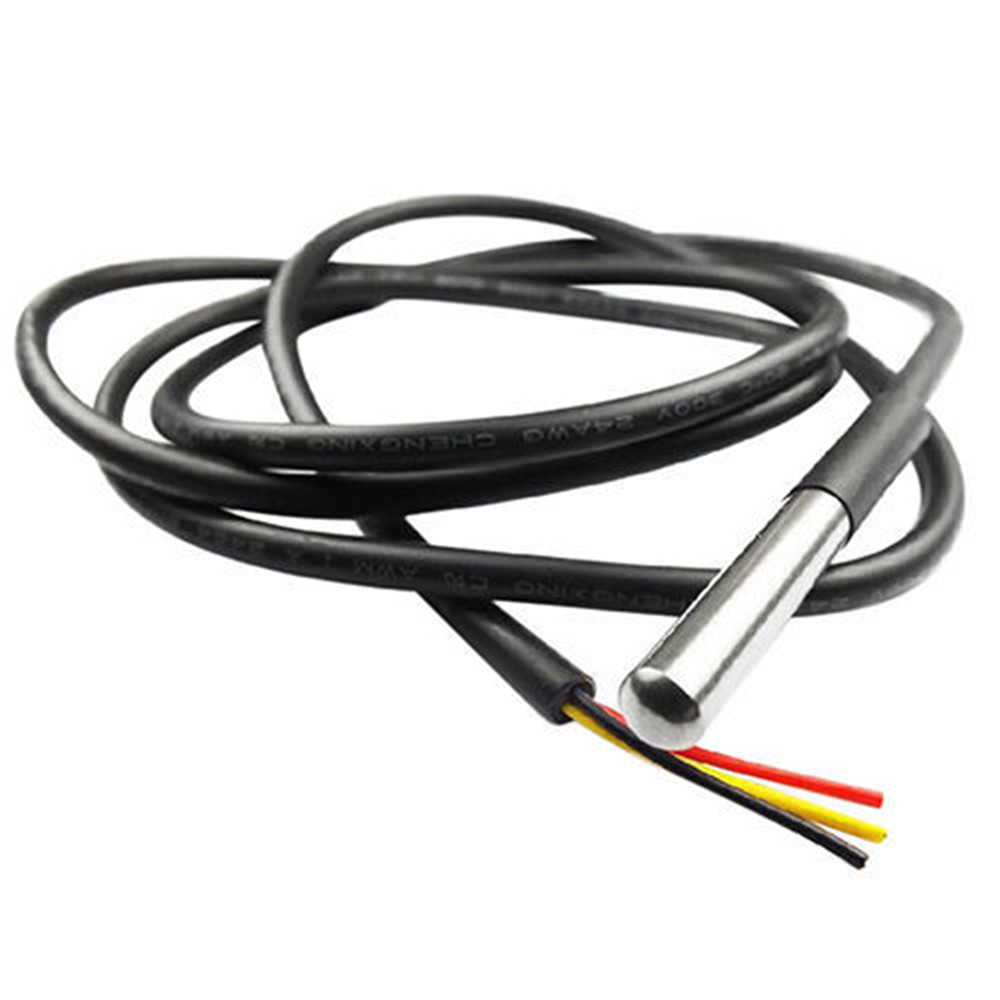 DS18B20 Waterproof Temperature Probe - 1m Cable, Stainless Steel