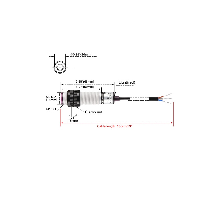 E3F-DS30P2 Photoelectric Sensor PNP NC, 5–30 cm Detection Range, DC 6–36V - Image 2