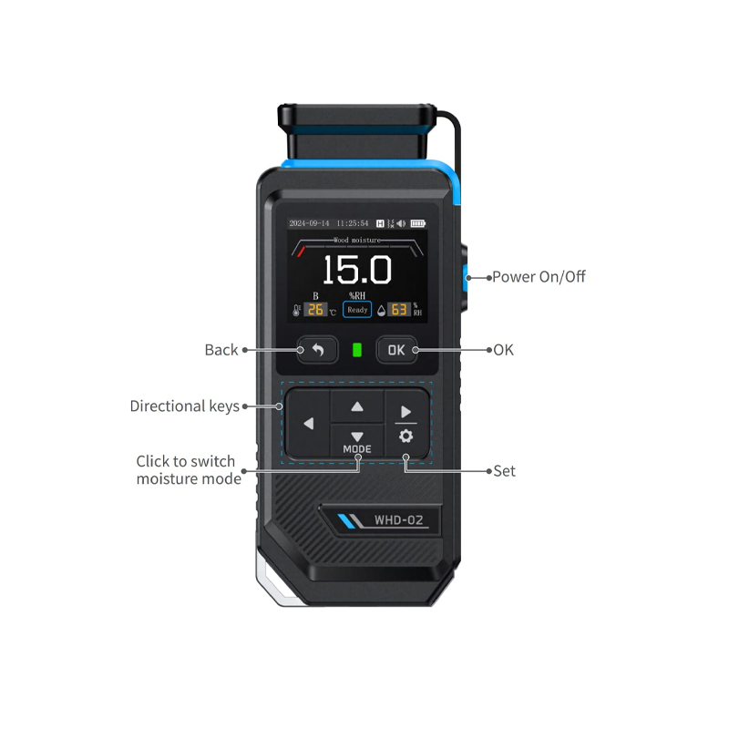 FNIRSI WHD 02 Needle Moisture Meter Wood Moisture Tester - 3-in-1 Sensor w/ 2-Inch Color Screen - Image 2