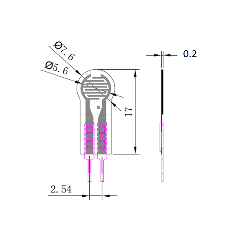 Force Sensitive Resistor RP-C7.6ST-LF2 (2g-1.5kg) - 0.3mm Thin Film - Image 3