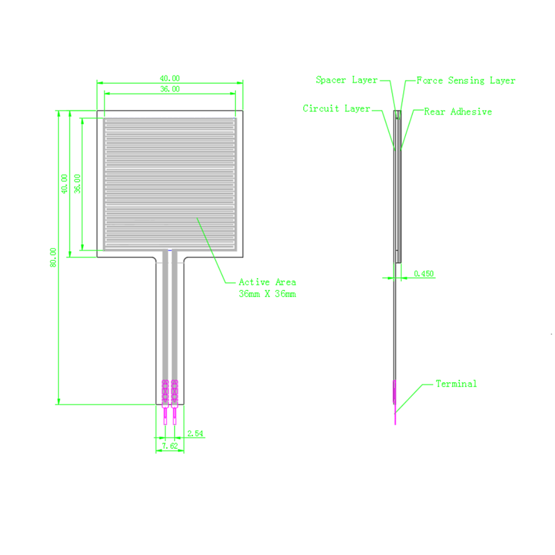 Force Sensitive Resistor RP-S40-LT (10g-20kg) - Image 2