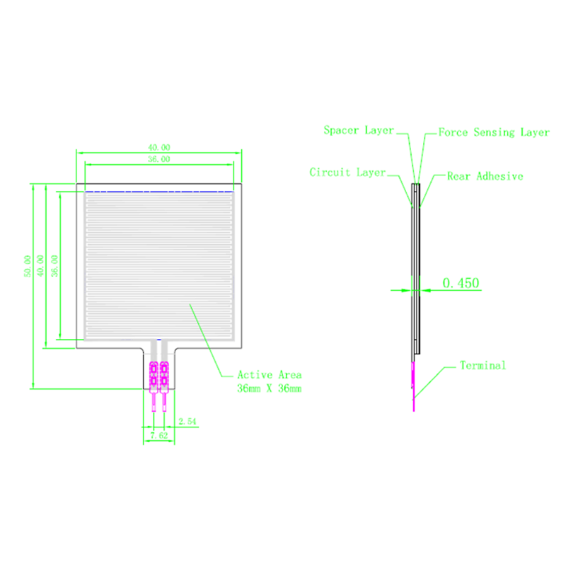 Force Sensitive Resistor RP-S40-ST (10g-20kg) - Image 2