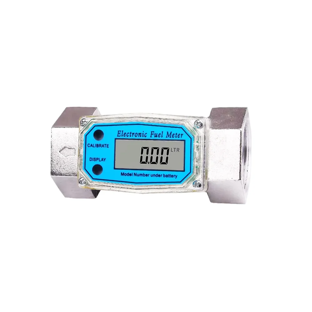 Generic 1.5 Inch Electronic Turbine Flow Meter - Portable Industrial Flow Sensor, Aluminum