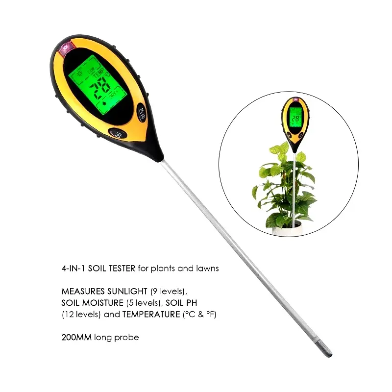 Generic 4-in-1 Soil Tester PH Moisture Meter Temperature Sunlight Analyzer - 200mm Probe - Image 3