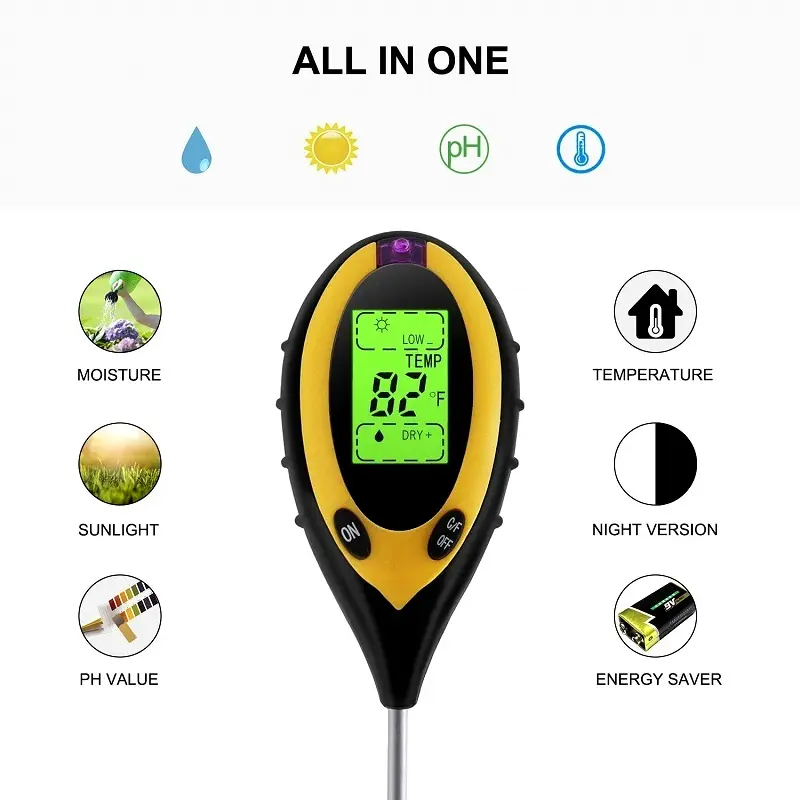 Generic 4-in-1 Soil Tester PH Moisture Meter Temperature Sunlight Analyzer - 200mm Probe - Image 5