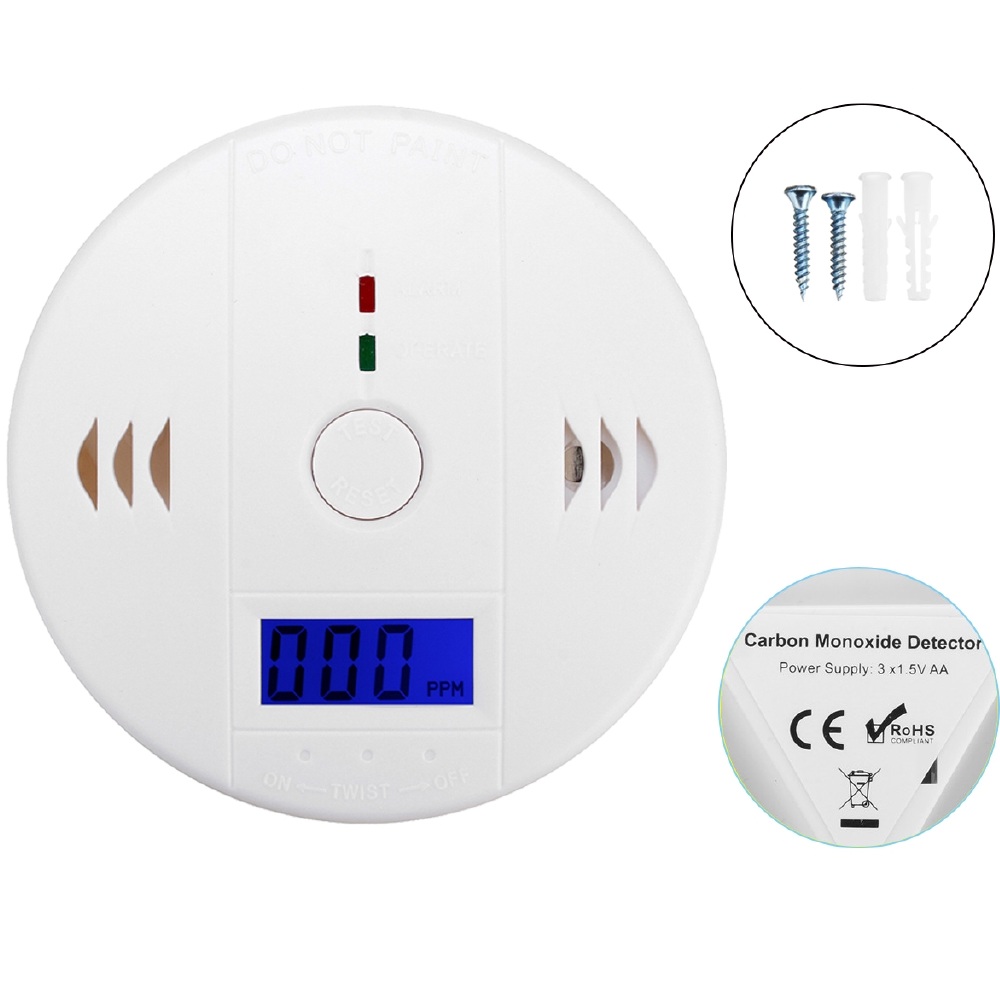 Generic CO Gas Sensor Alarm Detector with LCD Display - 85dB Audible Alarm