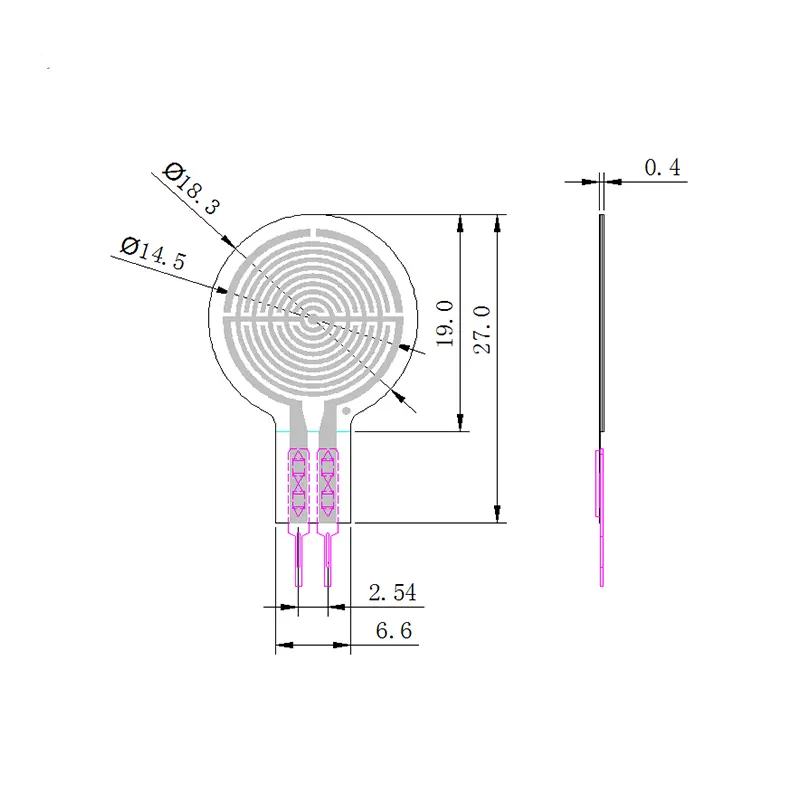 Generic Force Sensitive Resistor RP-C18.3-ST (20g-6kg) - Thin-Film Flexible Sensor - Image 3
