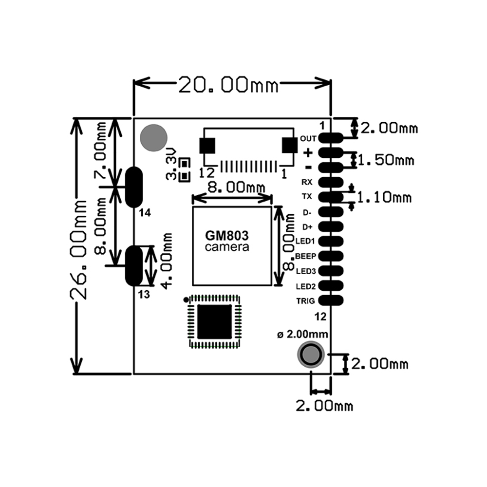 Grow GM803-L Barcode Scanner Module - UART/USB Interface, 7-50cm Range - Image 4