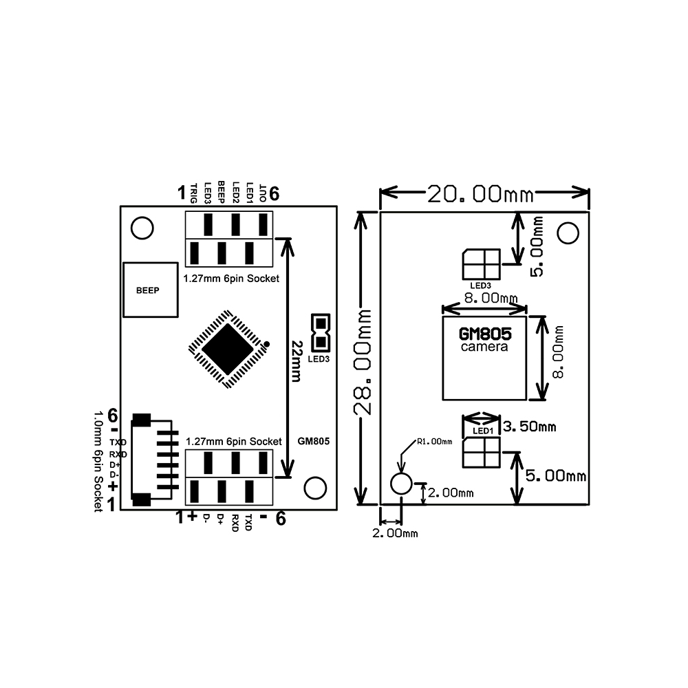 Grow GM805-L Barcode Scanner Module - UART/USB Interface, 7-50cm Range - Image 3