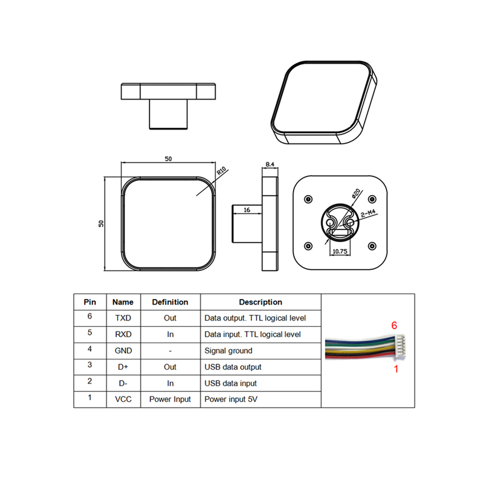 Grow GM811-L Barcode Scanner Module - UART/USB Interface, 7-50cm Range - Image 5