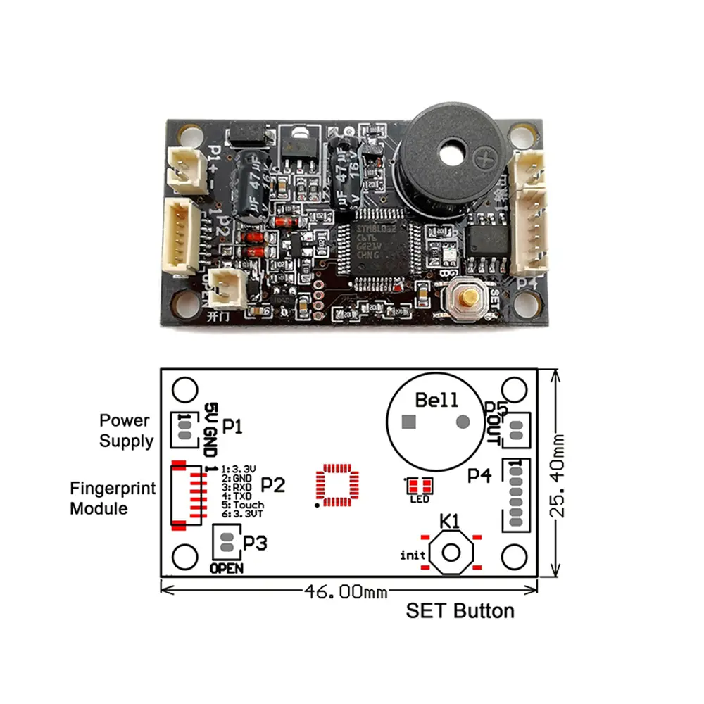 Grow KS200 Fingerprint Control Board - Compatible with R502-A/R503 Modules - Image 3