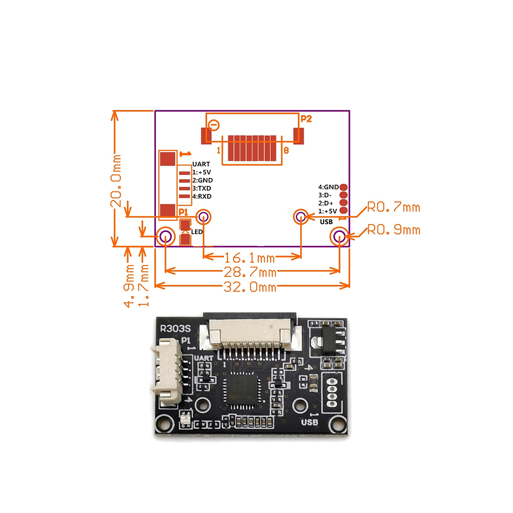 Grow R304S Fingerprint Module with USB 2.0 & UART Interface - Image 4