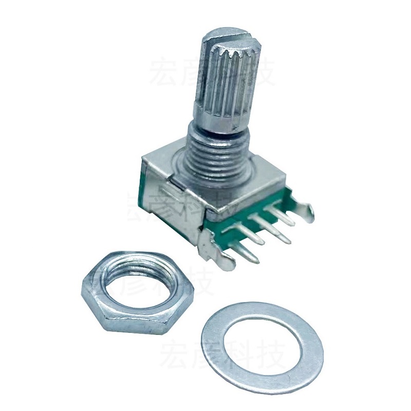 Hongyan Technology EC11J 5DM15P1ZY15F7 Horizontal Encoder with Switch 15mm Shaft - Incremental Pulse Rotary