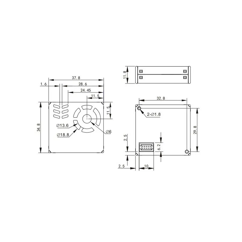 MemsFrontier MPM10-BD Laser PM Sensor Module - UART/I2C/PWM Output, Front Airflow - Image 3