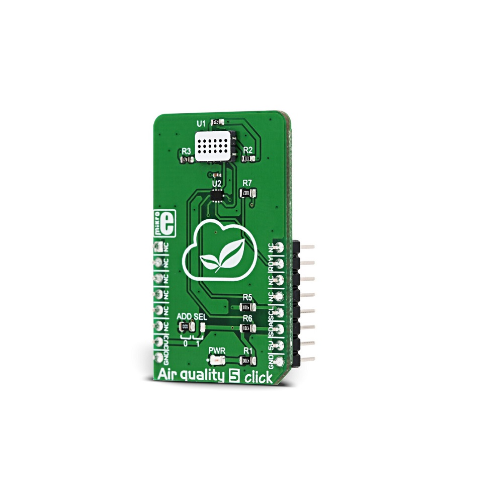 Mikroe Air Quality 5 Click (Mikroe-3056) – MiCS-6814 Triple MOS Gas Sensor Board, I²C, Multi-Gas Detection, 3.3V/5V, mikroBUS