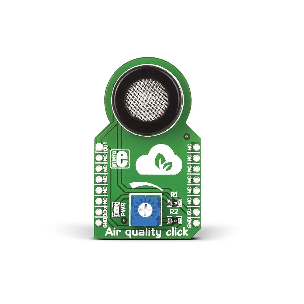 Mikroe Air Quality Click (Mikroe-1630) – MQ-135 Gas Sensor Board, Analog Output, Range: 10 to 1000ppm