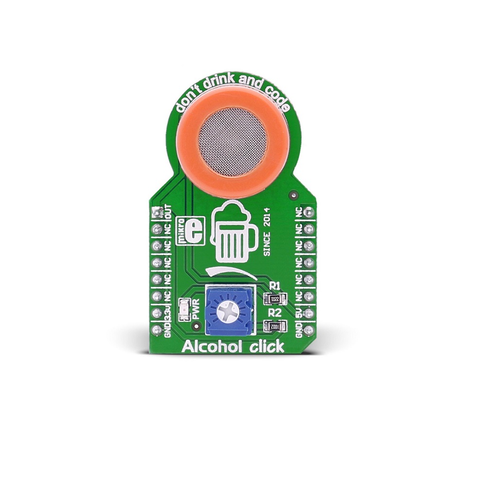 Mikroe Alcohol Click (Mikroe-1586) – MQ-3 Alcohol Gas Sensor Board, Analog Output, Range: 0.04~4mg/l - Image 2